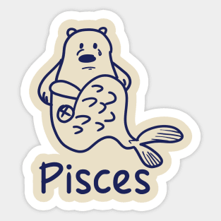 Pisces Bear Cute 1 Sticker